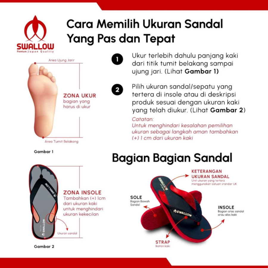 Sandal Swallow Hitam size 37 1pair