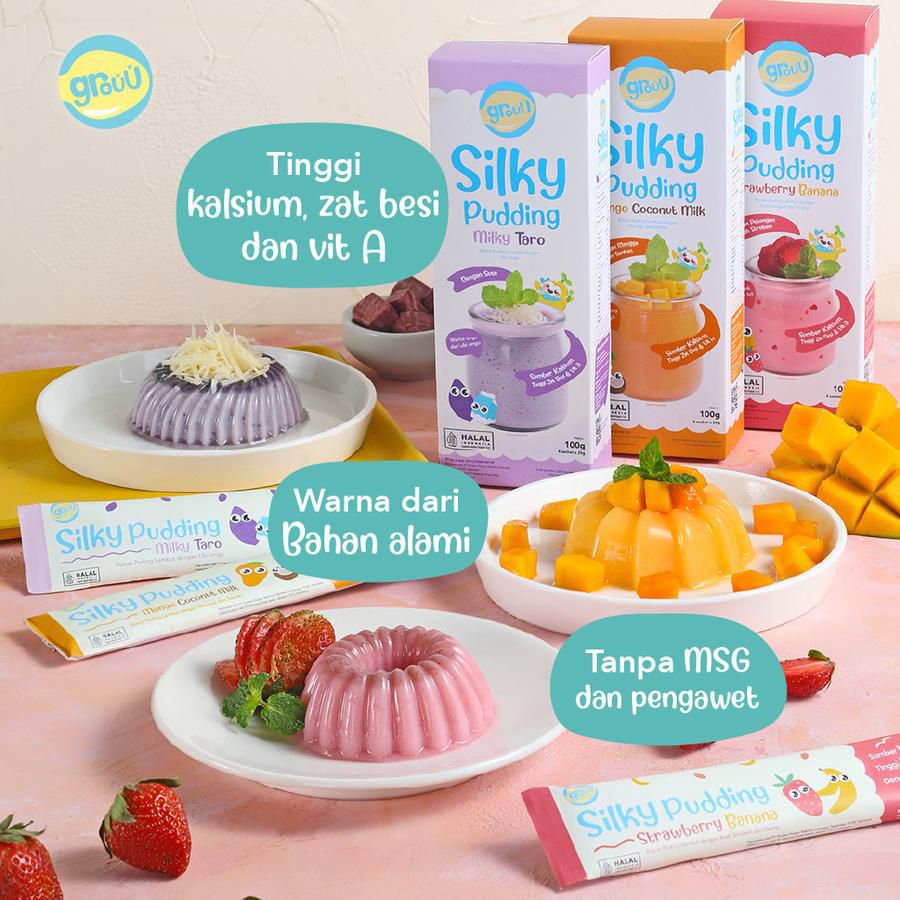 Grouu Silky Pudding Strawberry Banana 100gram