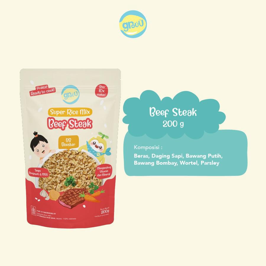 Grouu Super Rice Mix Beef Steak MPASI 200gram