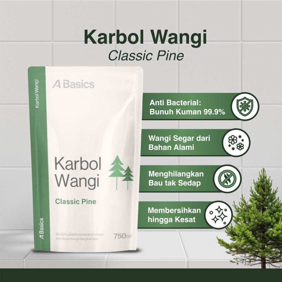 Karbol Wangi Classic Pine A Basics Pembersih Lantai 750ml