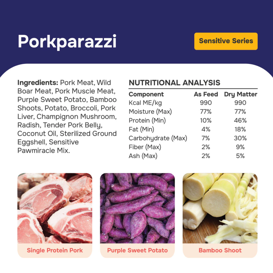 Pawmeals Cooked Porkparazzi Sensitive Series Makanan Basah Anjing 100gram