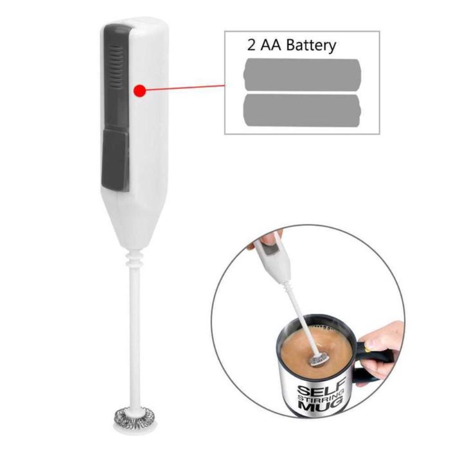 One Two Cups Hand Mixer Mini Pengocok Telur Kopi Milk Frother Battery - 16310 - White 1pcs
