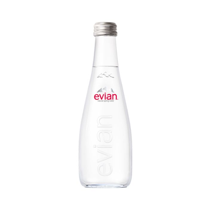 Evian Natural Mineral Water Glass