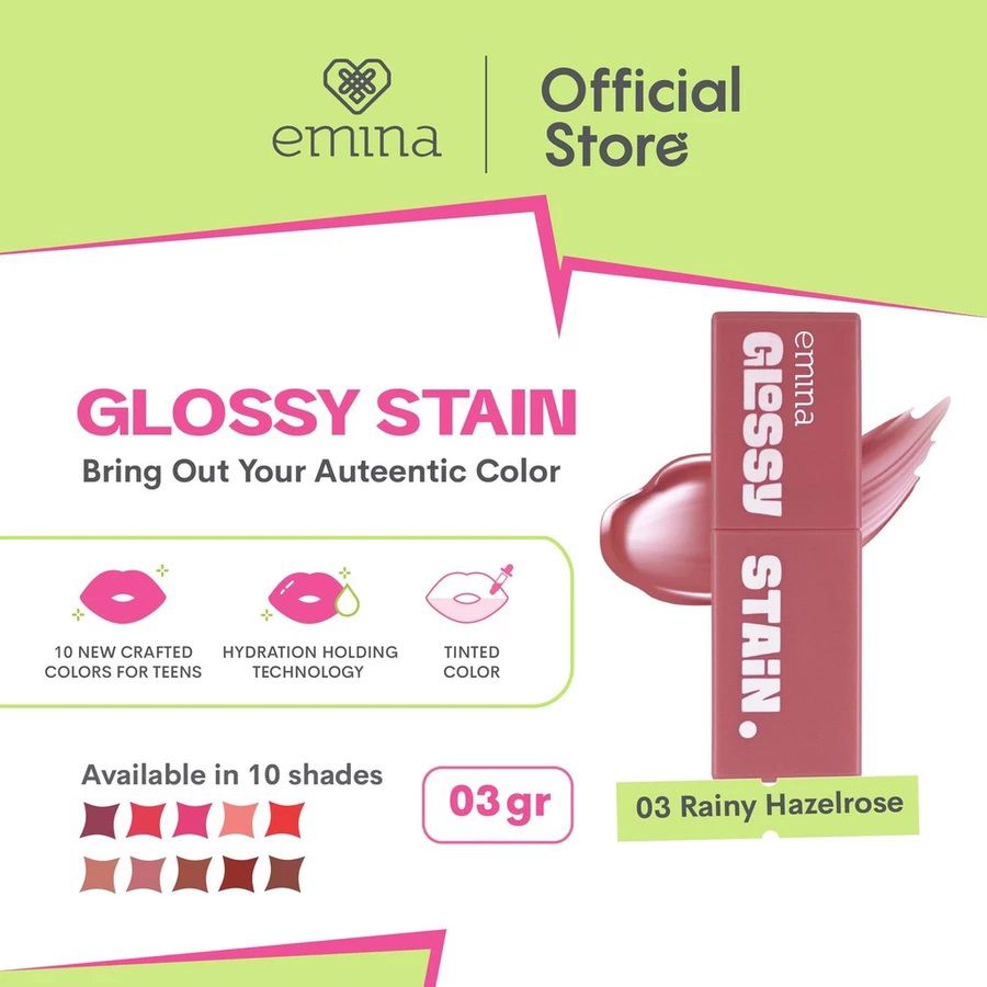 Emina Glossy Stain 03 Rainy Hazelrose Lip Tint 3gram