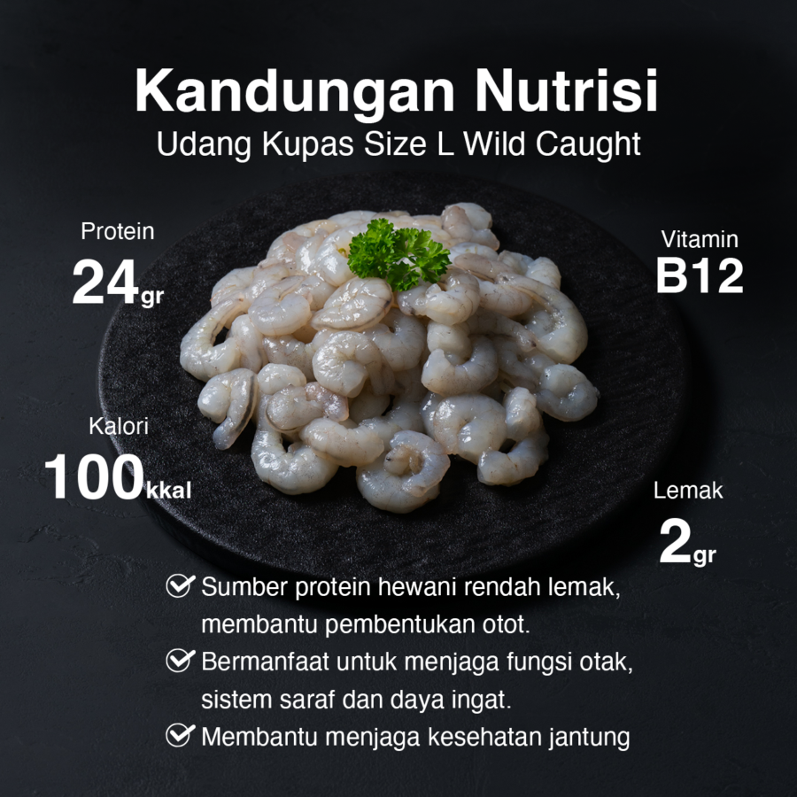 Udang Kupas Size L Wild Caught 500gram