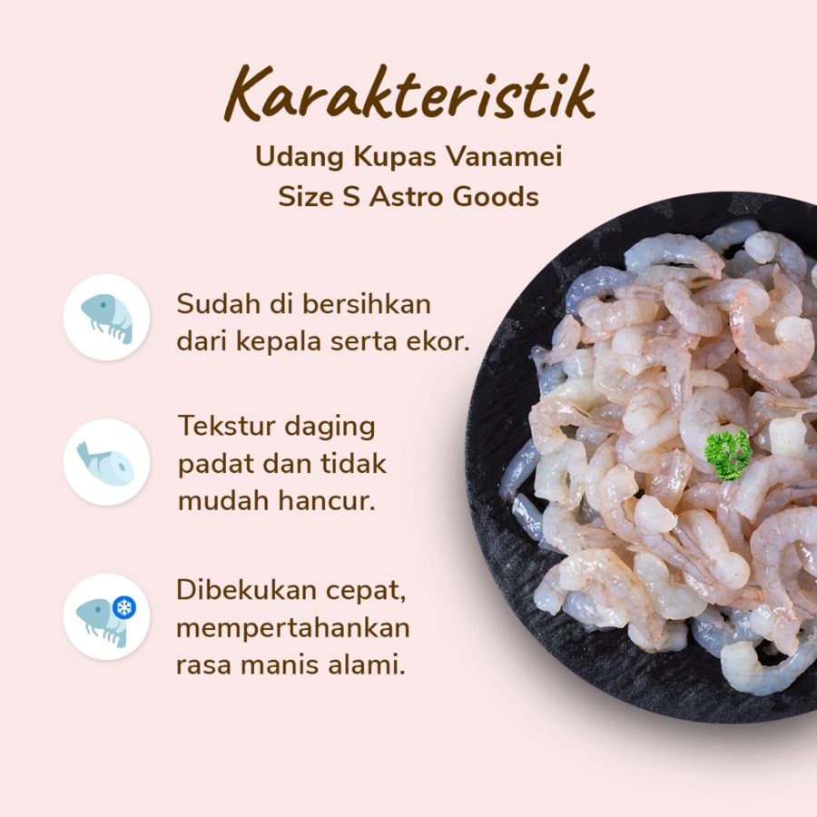 Udang Kupas Vanamei Size S Astro Goods 1000gram