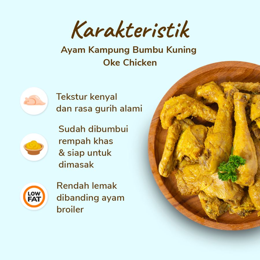 Ayam Kampung Bumbu Kuning Oke Chicken 600-700gram 1pcs