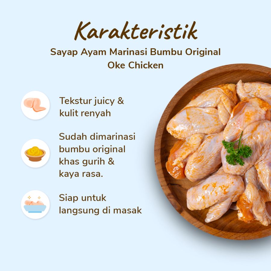 Sayap Ayam Marinasi Bumbu Original Oke Chicken 500gram