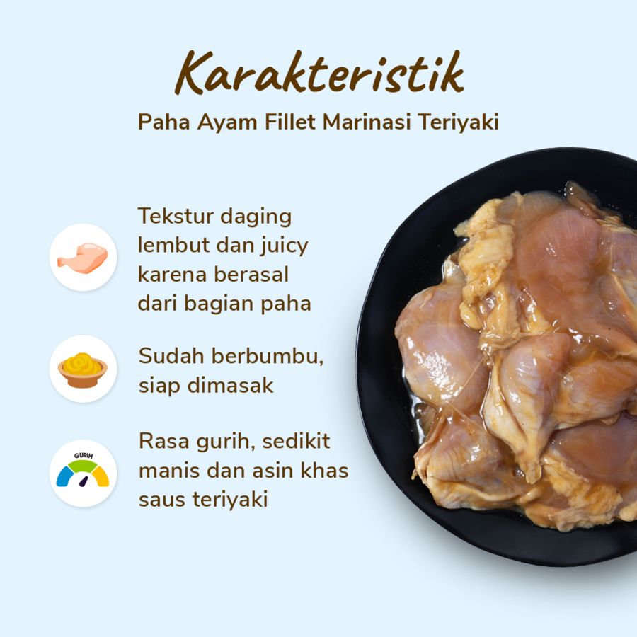 Paha Ayam Fillet Marinasi Teriyaki Astro Farm 450-550gram 1pcs