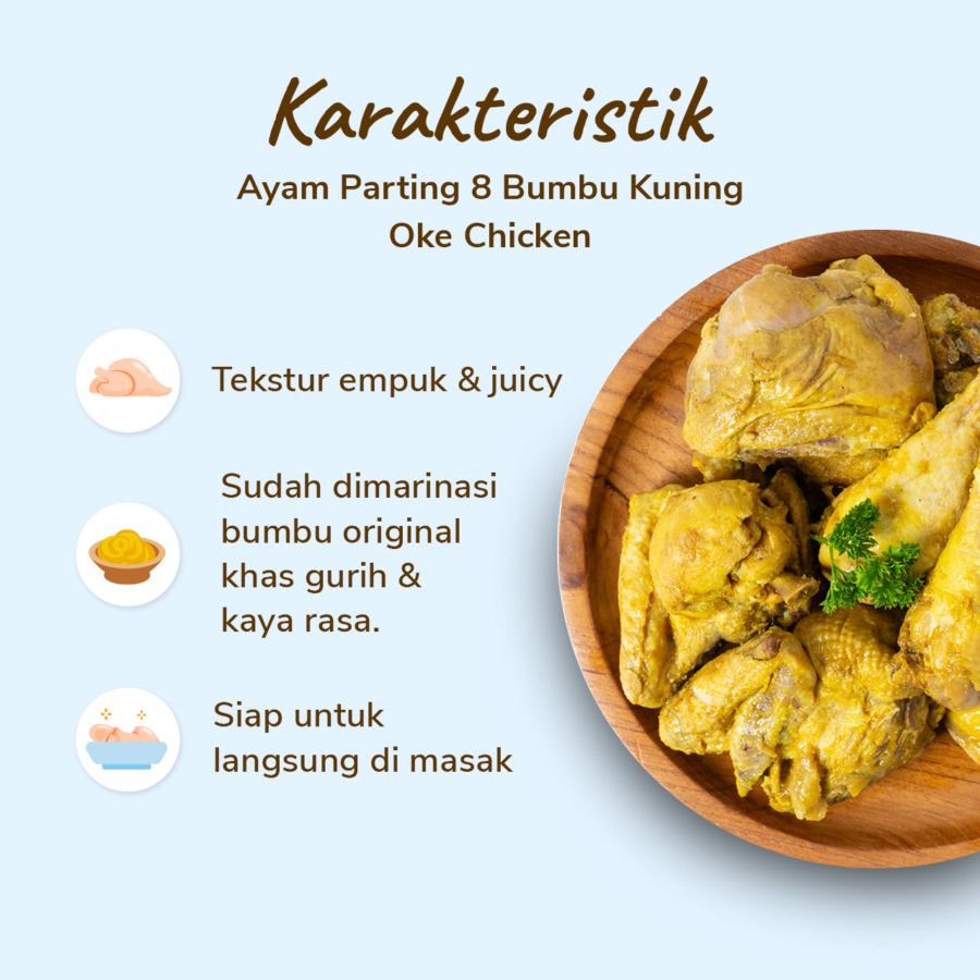 Ayam Parting 8 Bumbu Kuning Oke Chicken 500-600gram