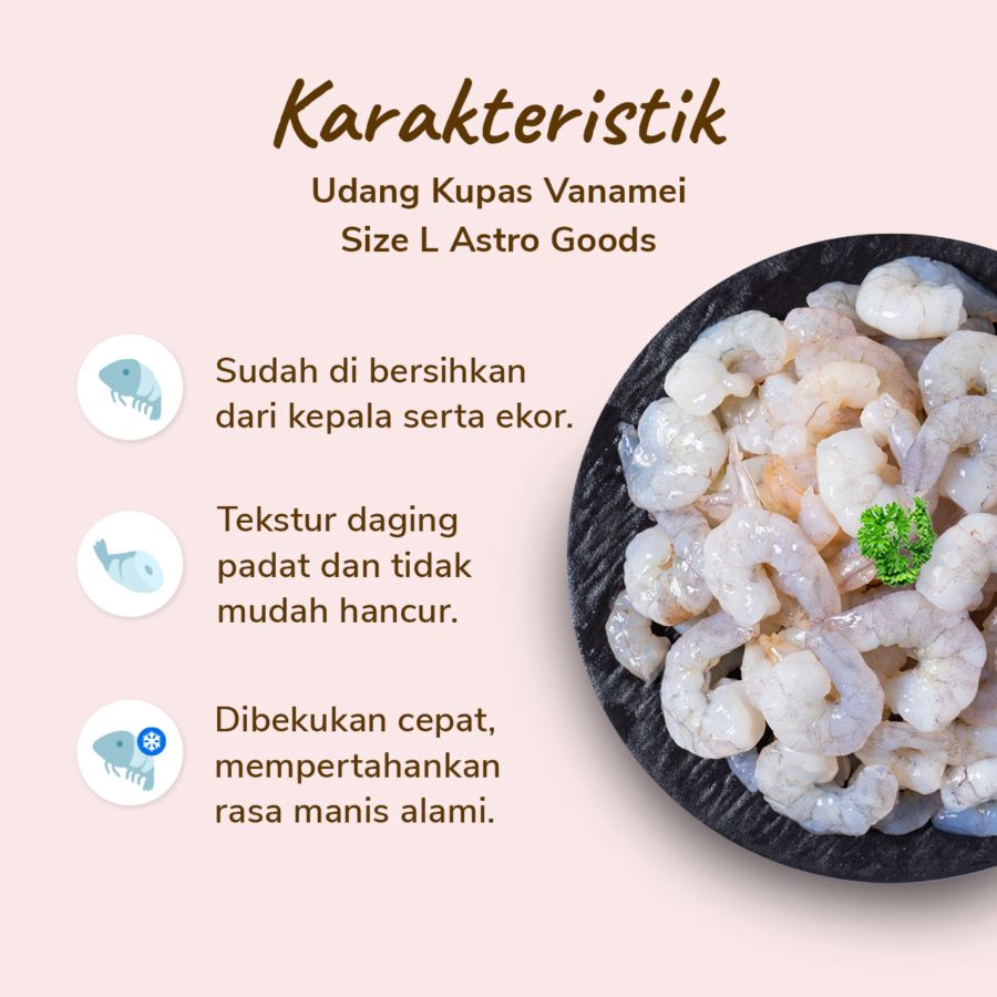 Udang Kupas Vanamei Size L Astro Goods 1000gram