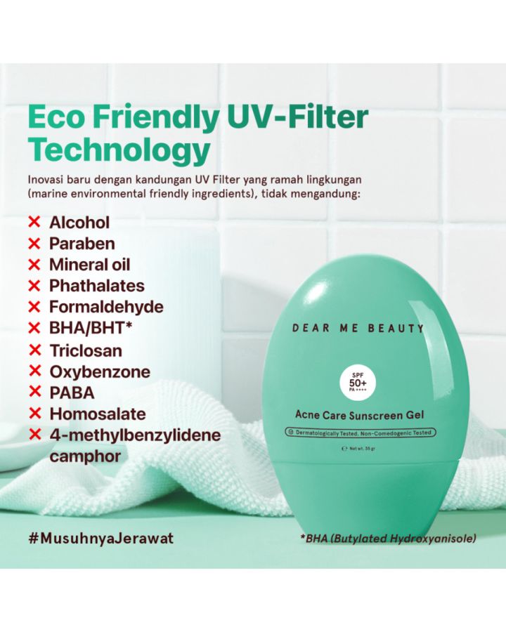 Dear Me Beauty Acne Care Sunscreen Gel Spf 50+ Pa++++ 1pcs