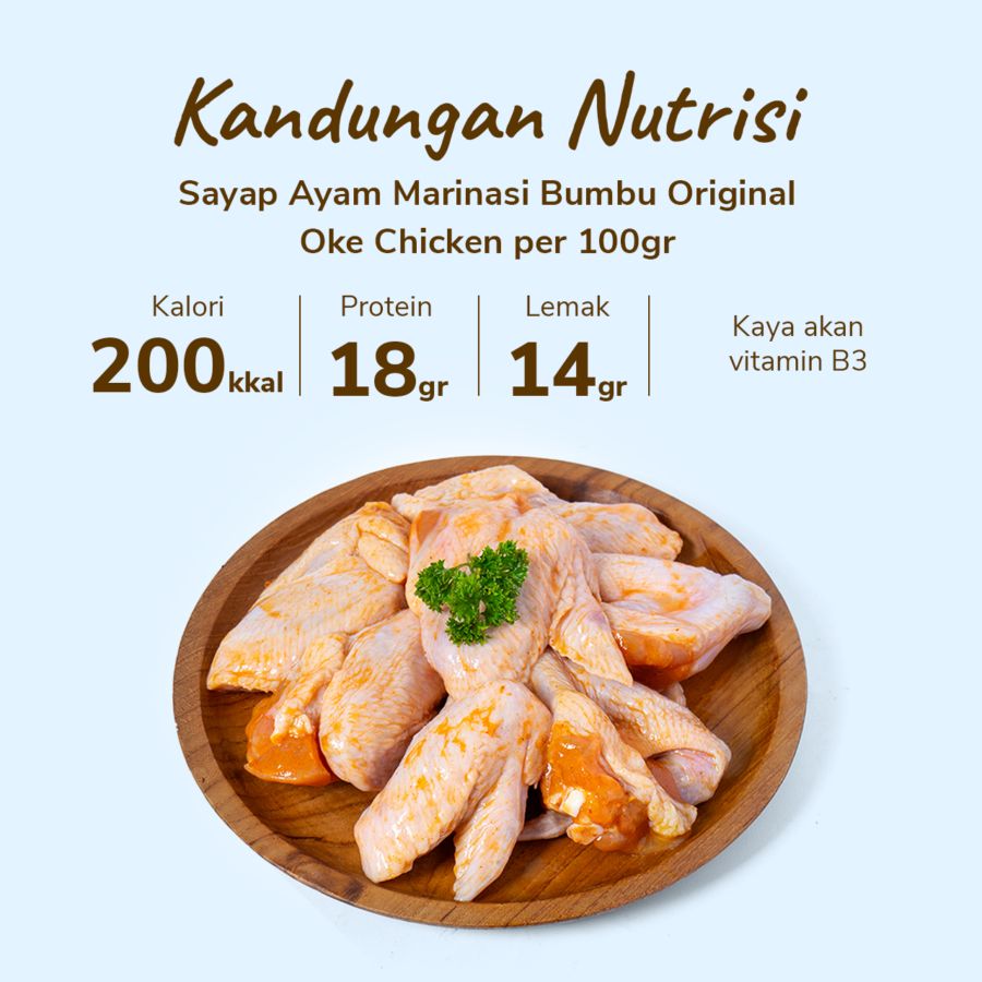 Sayap Ayam Marinasi Bumbu Original Oke Chicken 500gram