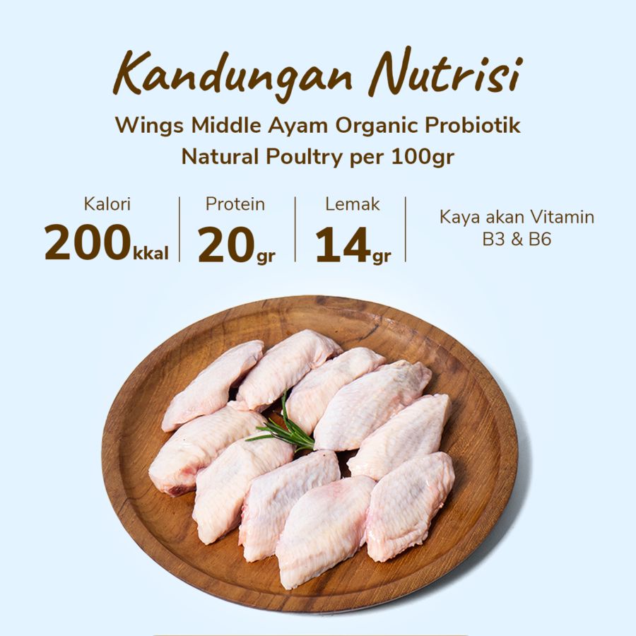 Wings Middle Ayam Organic Probiotik Natural Poultry 200gram
