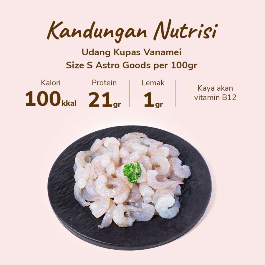 Udang Kupas Vanamei Size S Astro Goods 500gram
