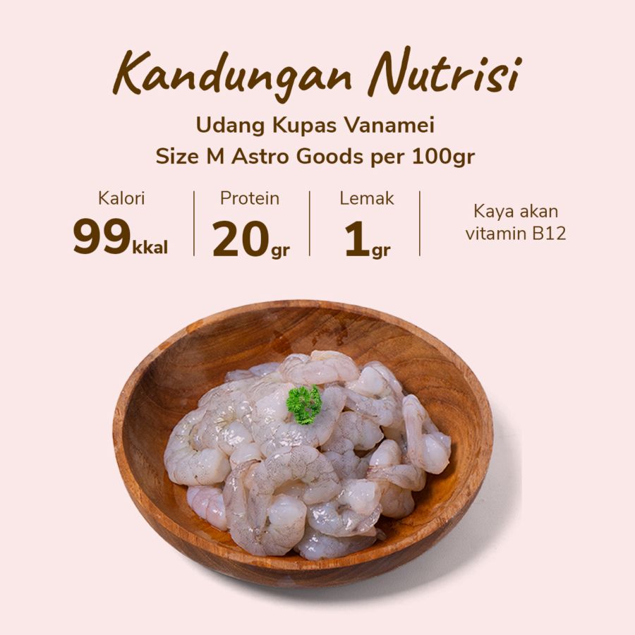 Udang Kupas Vanamei Size M Astro Goods 250gram