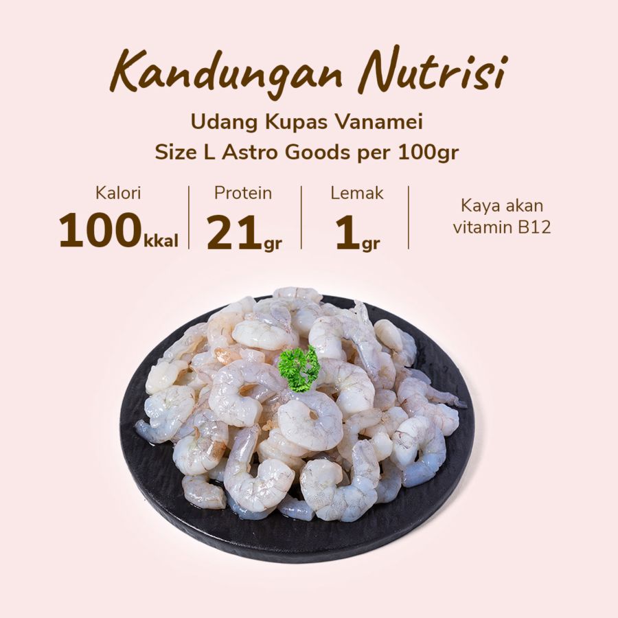 Udang Kupas Vanamei Size L Astro Goods 1000gram