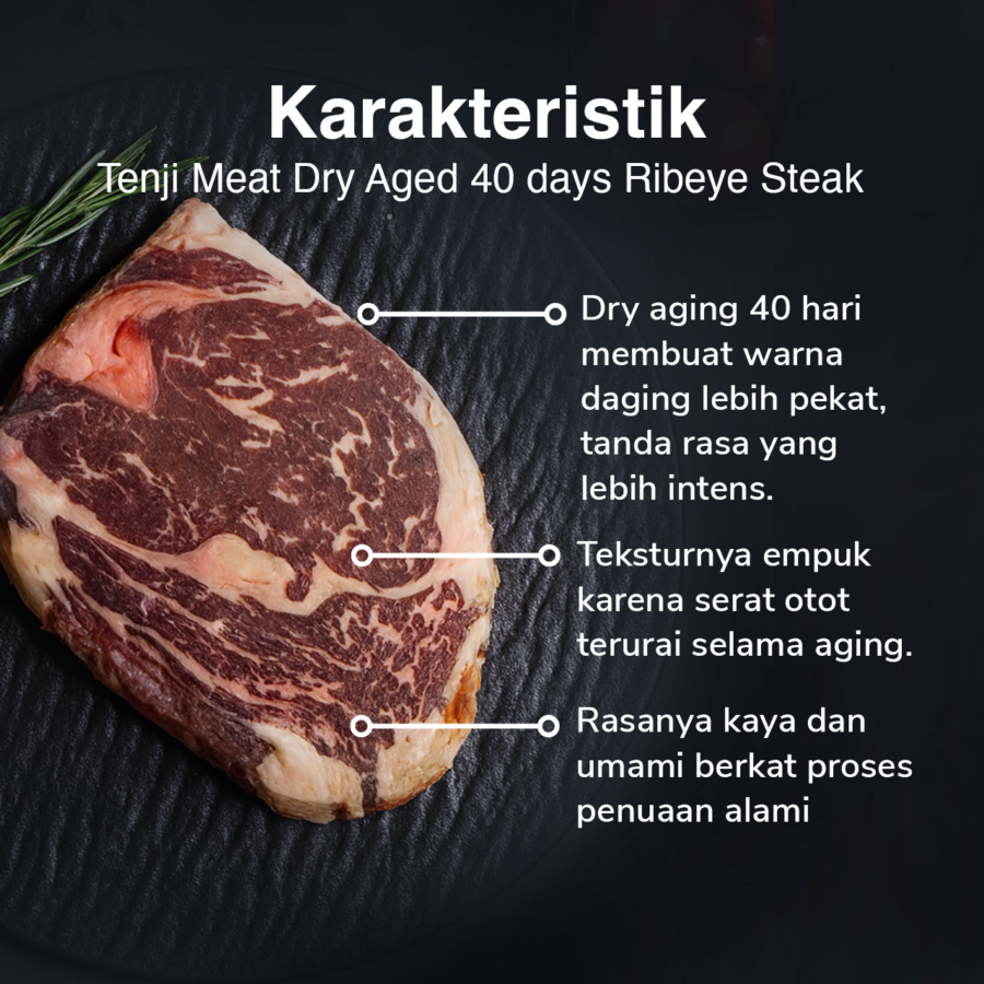 Dry Aged 40 days Ribeye Steak Tenji Meat 220gram