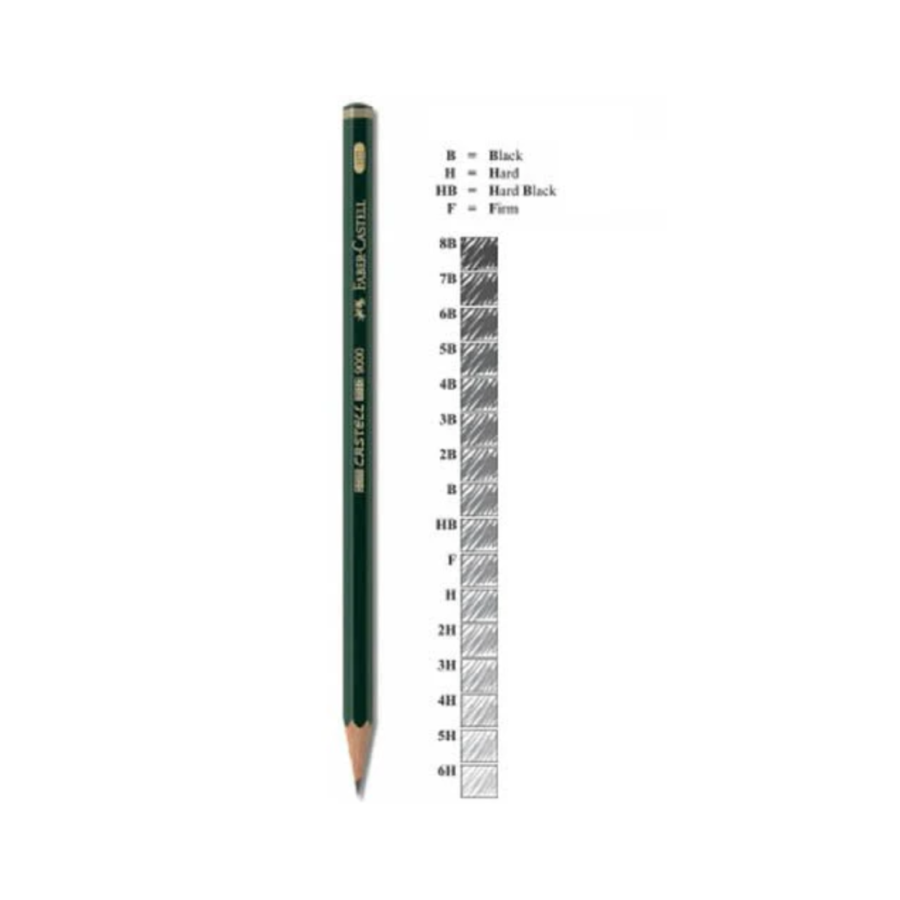 Faber Castell Pencil 2B 9000 Black 1pcs