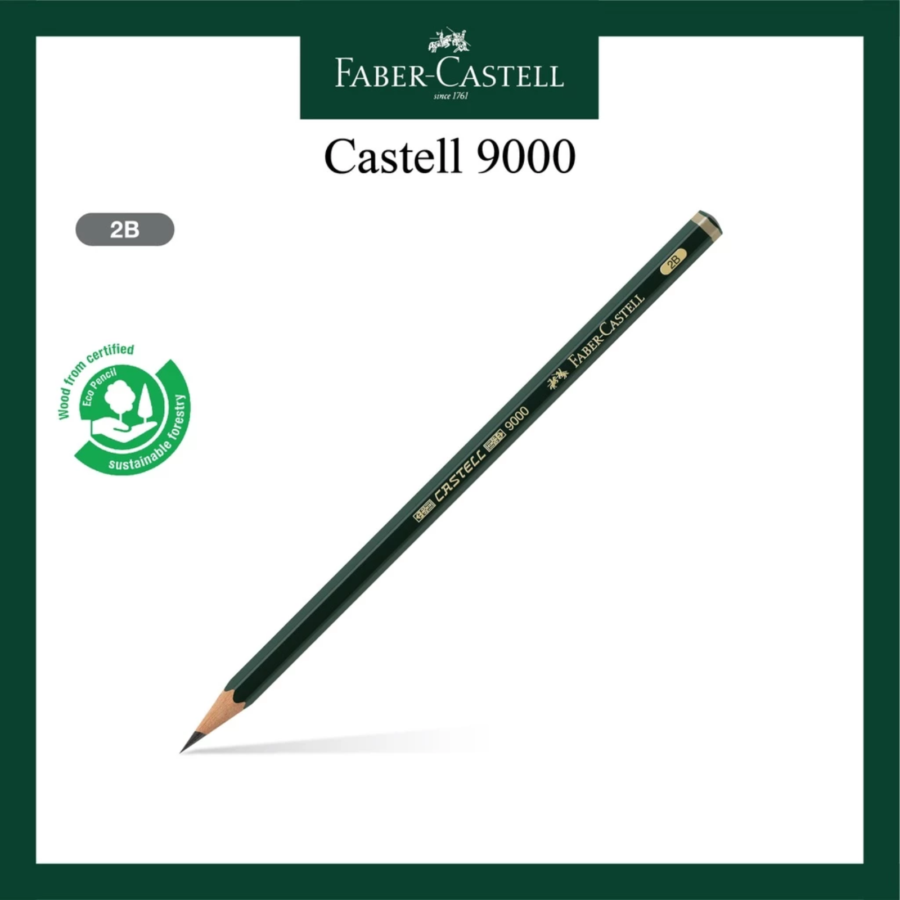 Faber Castell Pencil 2B 9000 Black 1pcs