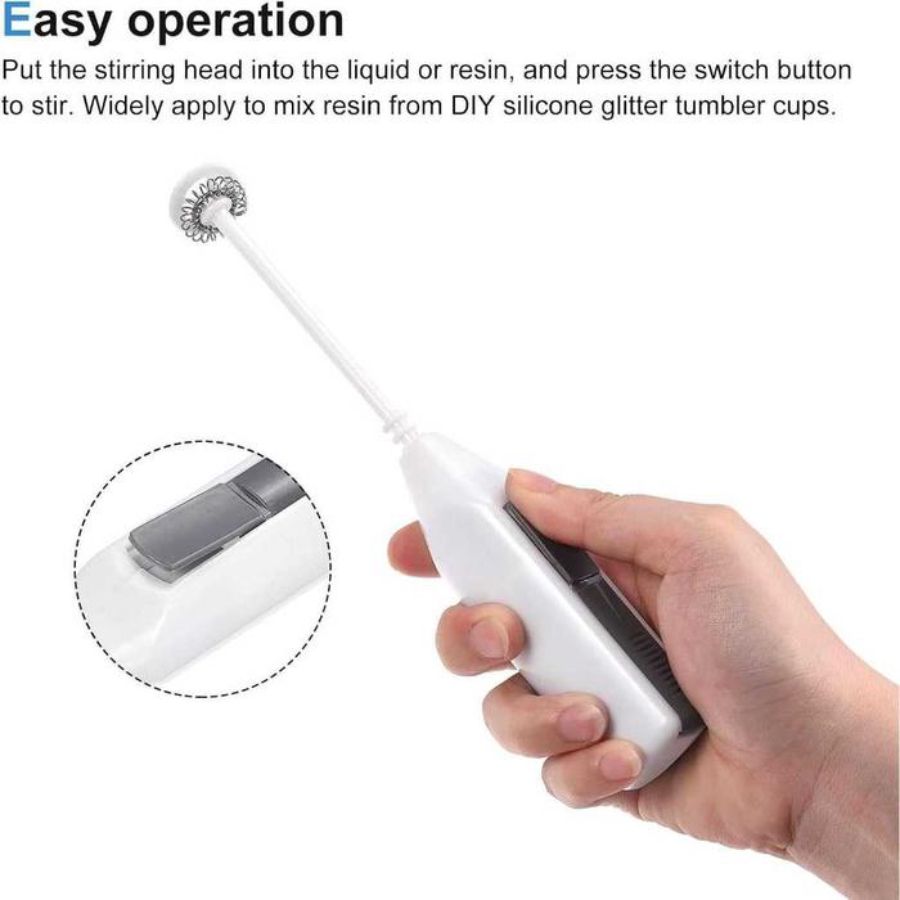 One Two Cups Hand Mixer Mini Pengocok Telur Kopi Milk Frother Battery - 16310 - White 1pcs
