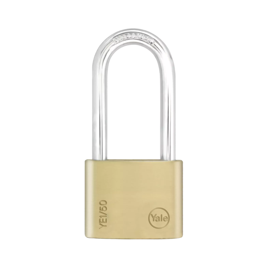 Yale Essential Series Indoor Brass Long Shackle Padlock 50mm 1pcs