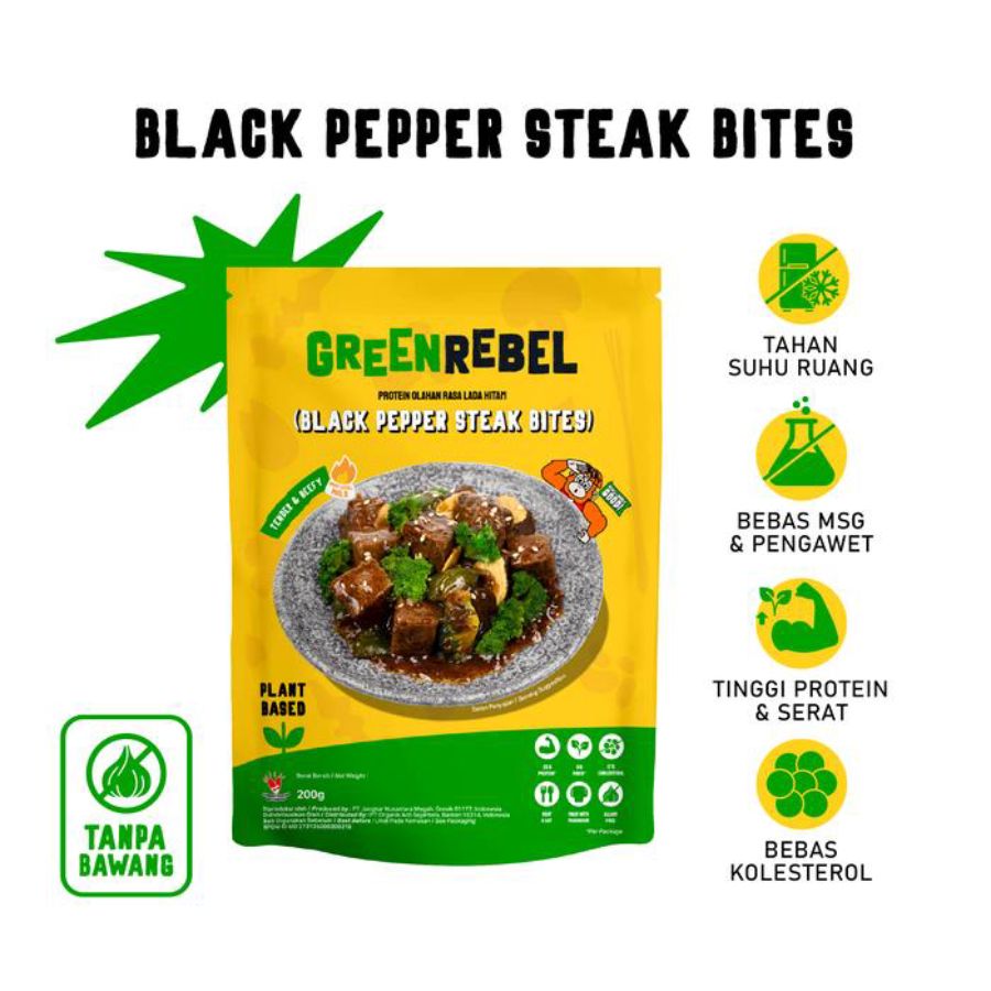 Green Rebel Protein Olahan Rasa Lada Hitam Blackpepper Steak Bites 200gram