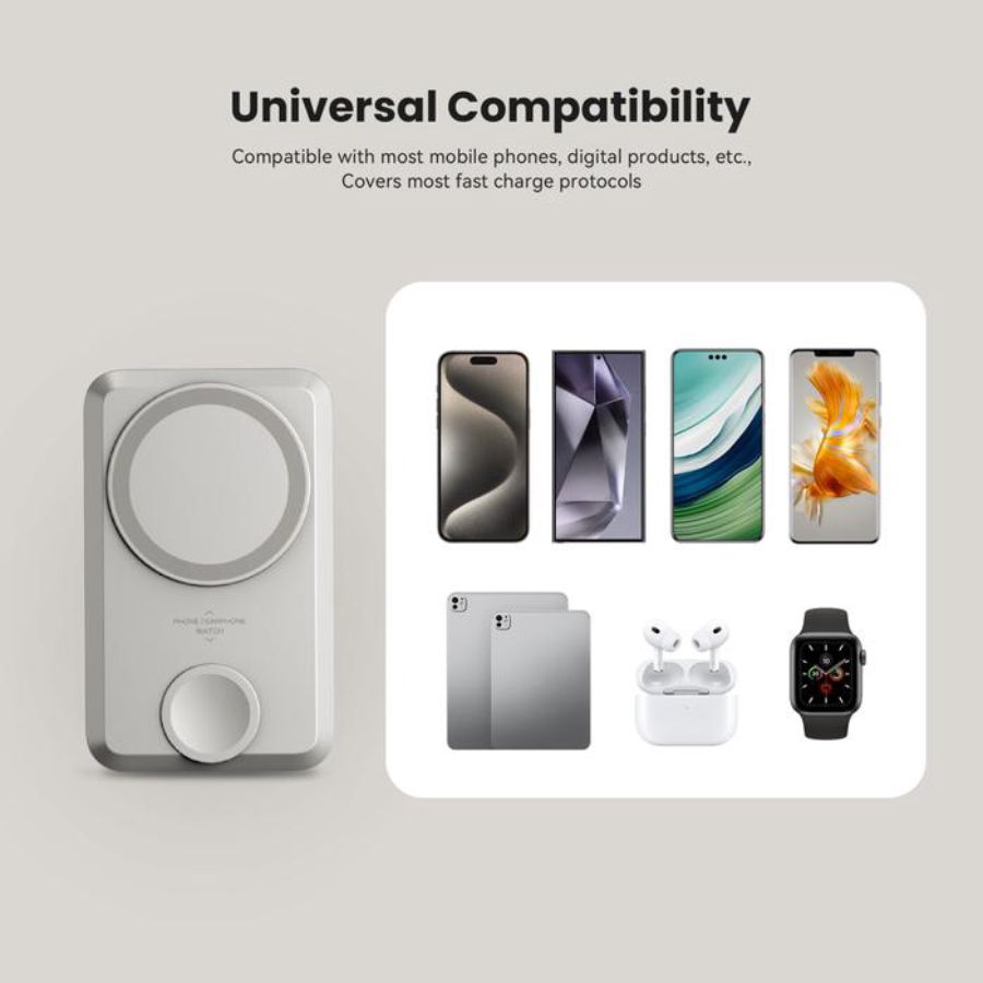 Kiip Magnetic Wireless Power Bank EW31 2in1 10000 mAh Abu-Abu 1pcs