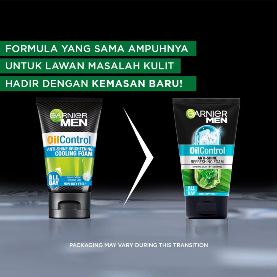 Garnier Men Oil Control Anti-Shine Refreshing Foam Facial Wash 100ml