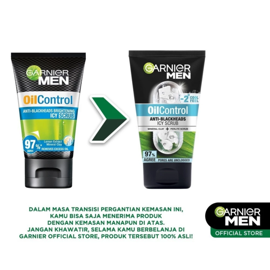 Garnier Men Oil Control Anti-Blackheads Icy Scrub Facial Wash 100ml