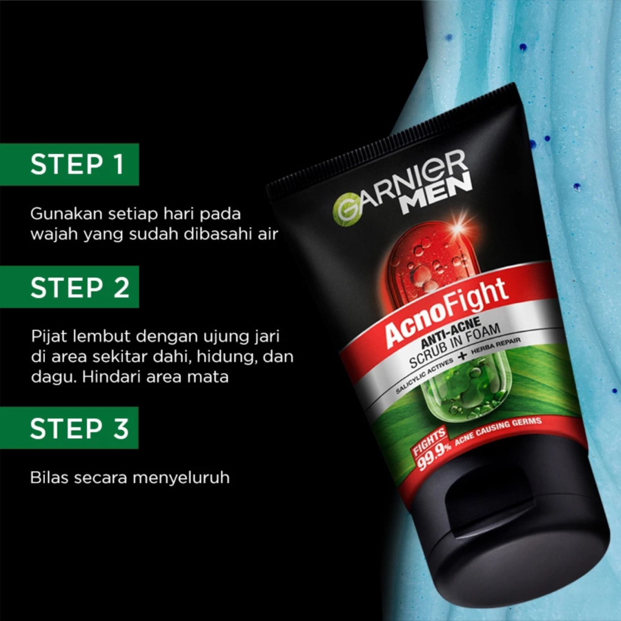 Garnier Men Acno Fight Anti-Acne Scrub Facial Wash 50ml