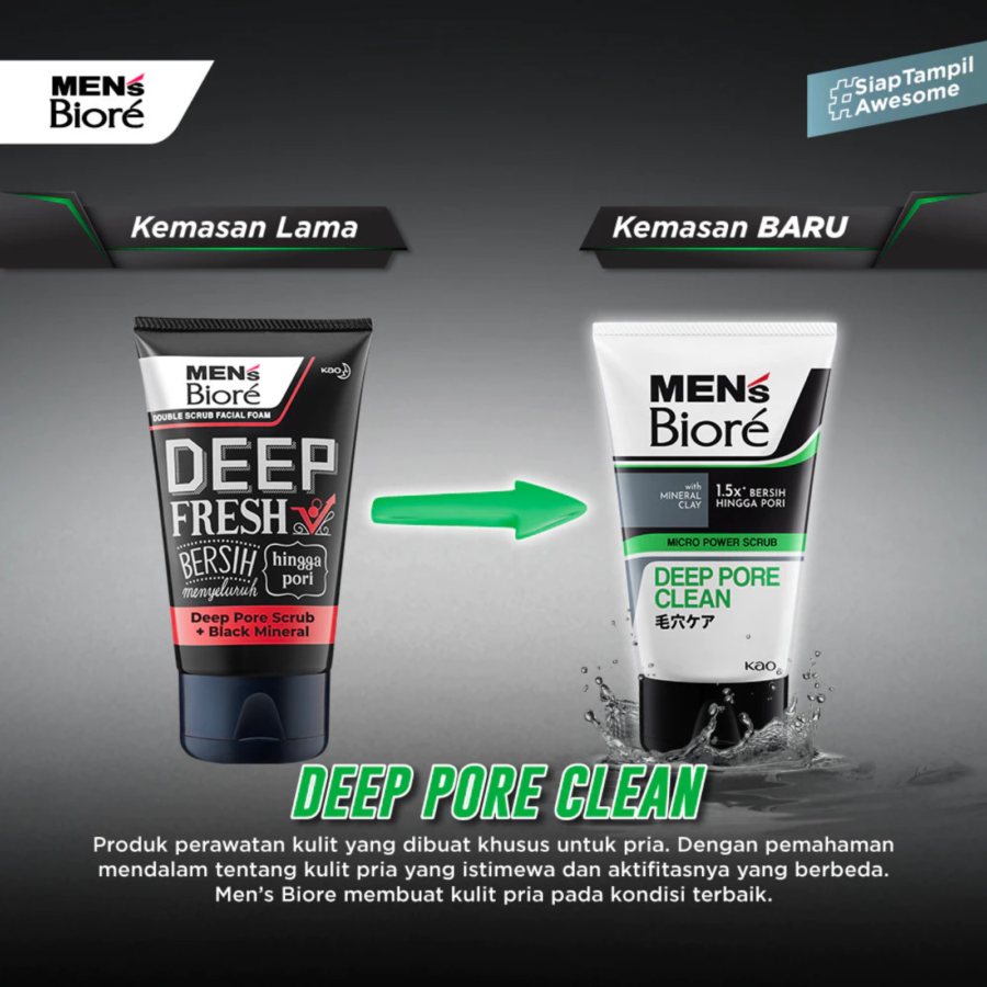 Men's Biore Deep Pore Clean Micro Power Scrub Facial Wash 100gram