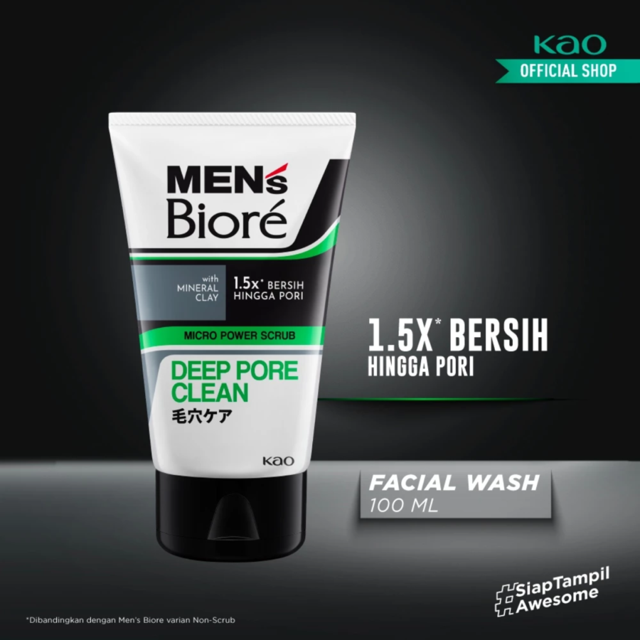 Men's Biore Deep Pore Clean Micro Power Scrub Facial Wash 100gram