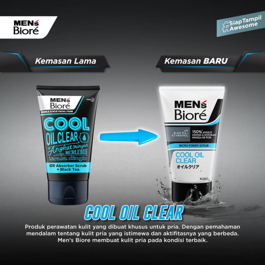 Men's Biore Cool Oil Clear Scrub Facial Wash 100gram