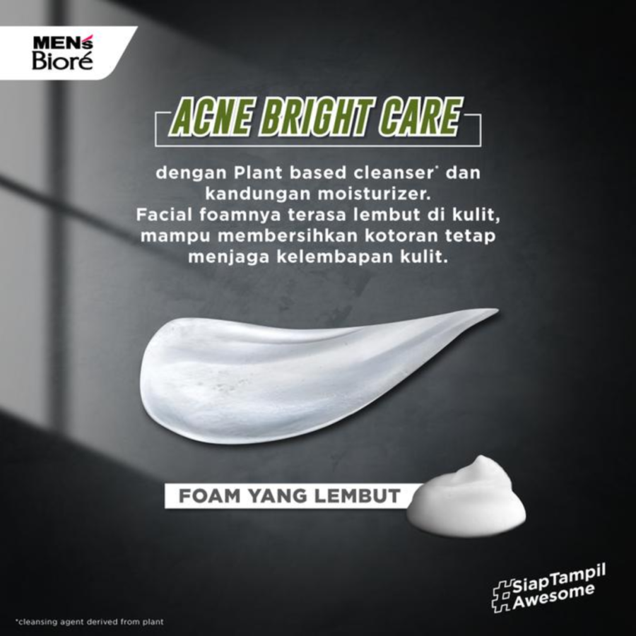 Men's Biore Acne Bright Care Gentle Facial Foam 100gram