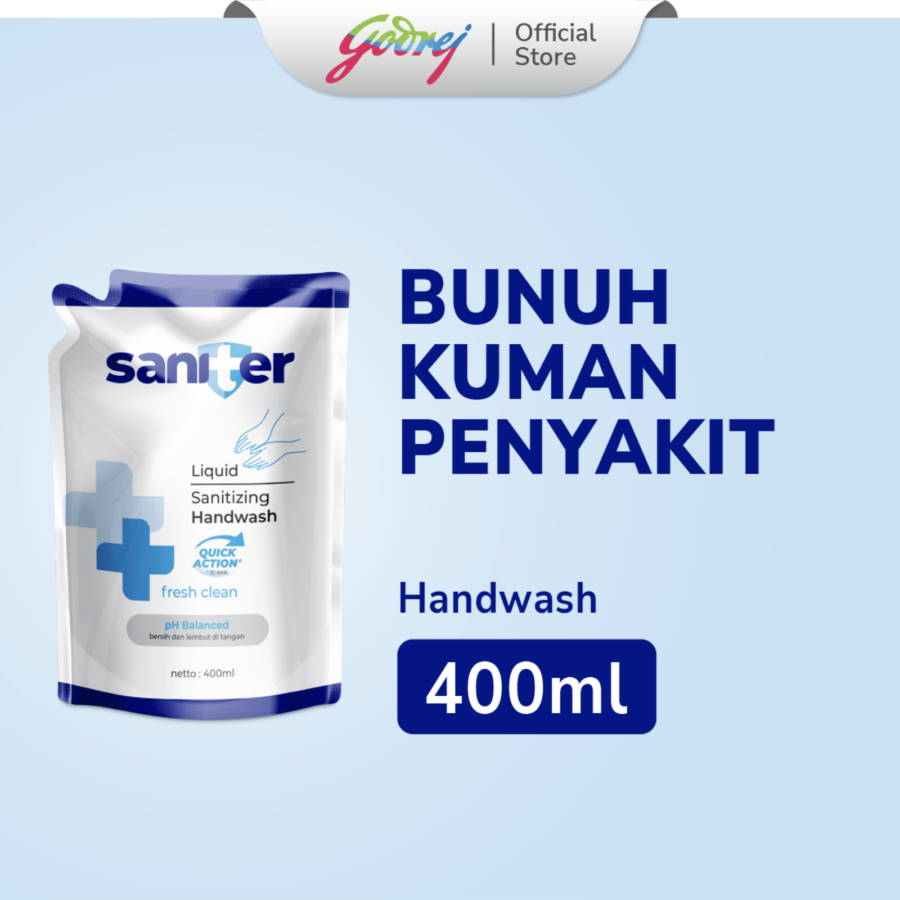 Saniter Fresh Clean Antibacterial Handwash Pouch 400ml