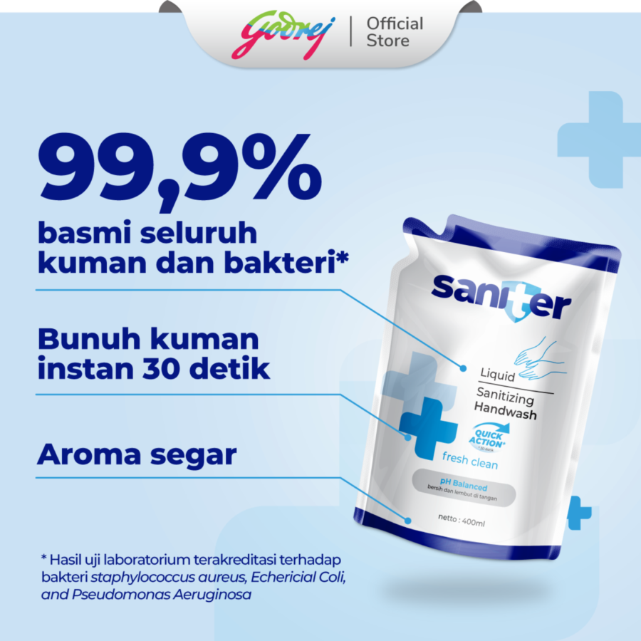 Saniter Fresh Clean Antibacterial Handwash Pouch 400ml