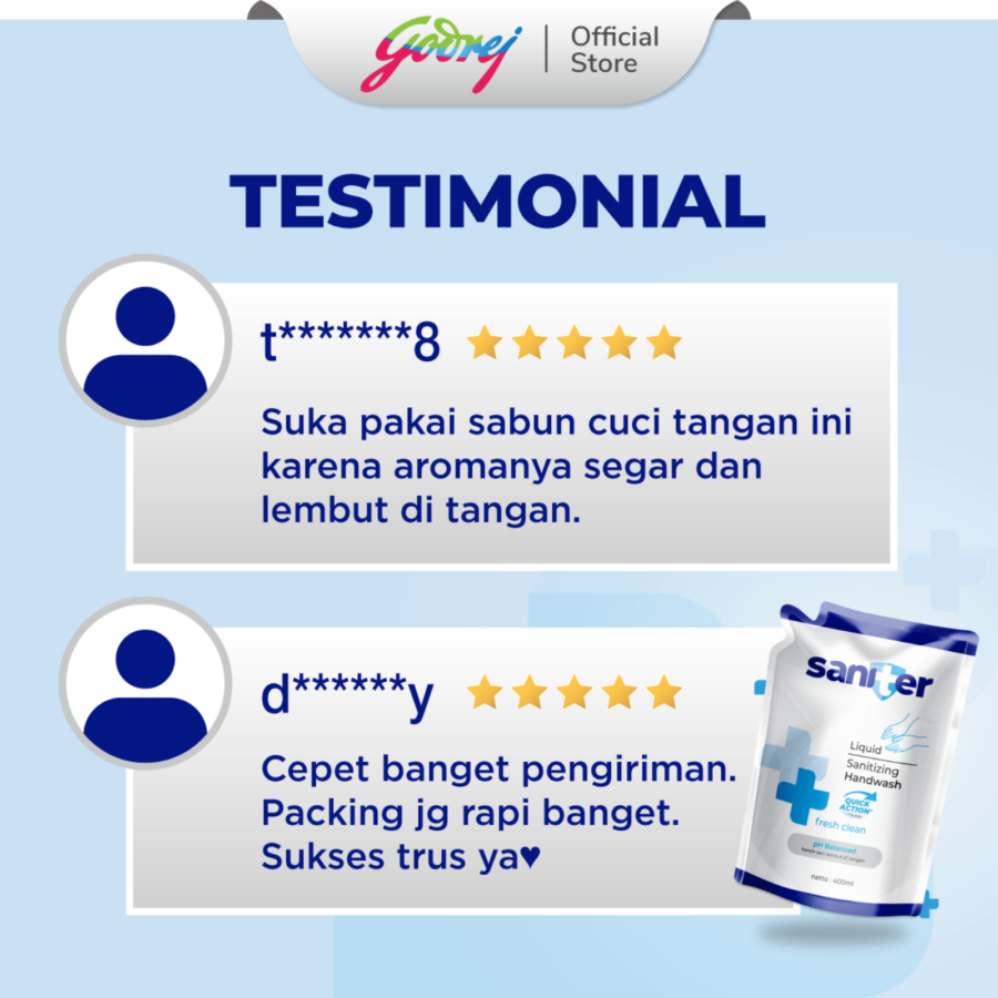 Saniter Fresh Clean Antibacterial Handwash Pouch 400ml