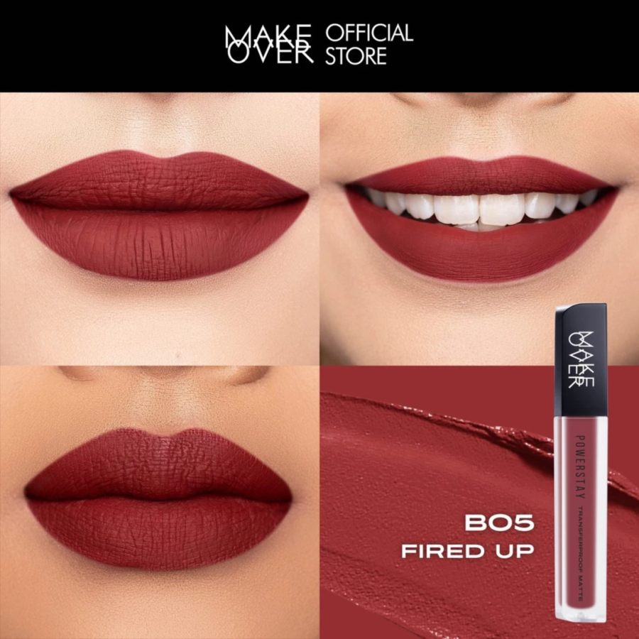 Make Over Powerstay Transferproof Matte B05 Fired Up Lip Cream 7gram