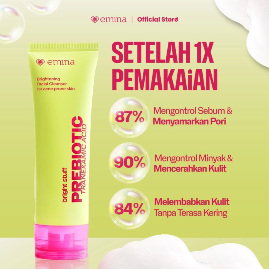 Emina Bright Stuff Prebiotic Tranexamic Acid for Acne Facial Cleanser 50ml