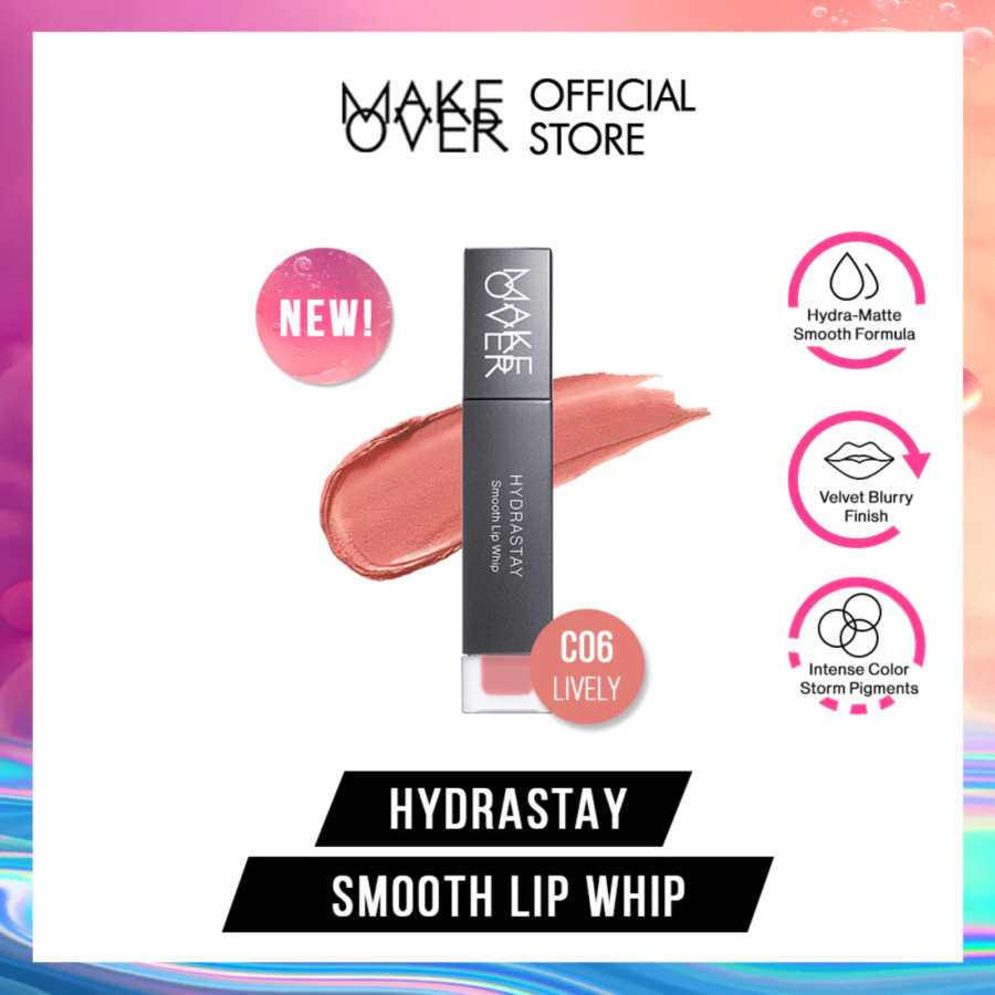 Make Over Hydrastay Smooth Lip Whip C06 Lively Lip Cream 6gram