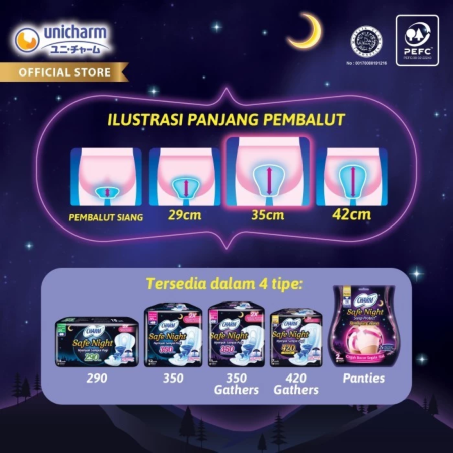 Charm Safe Night Gathers 35cm Pembalut Kewanitaan 11pads