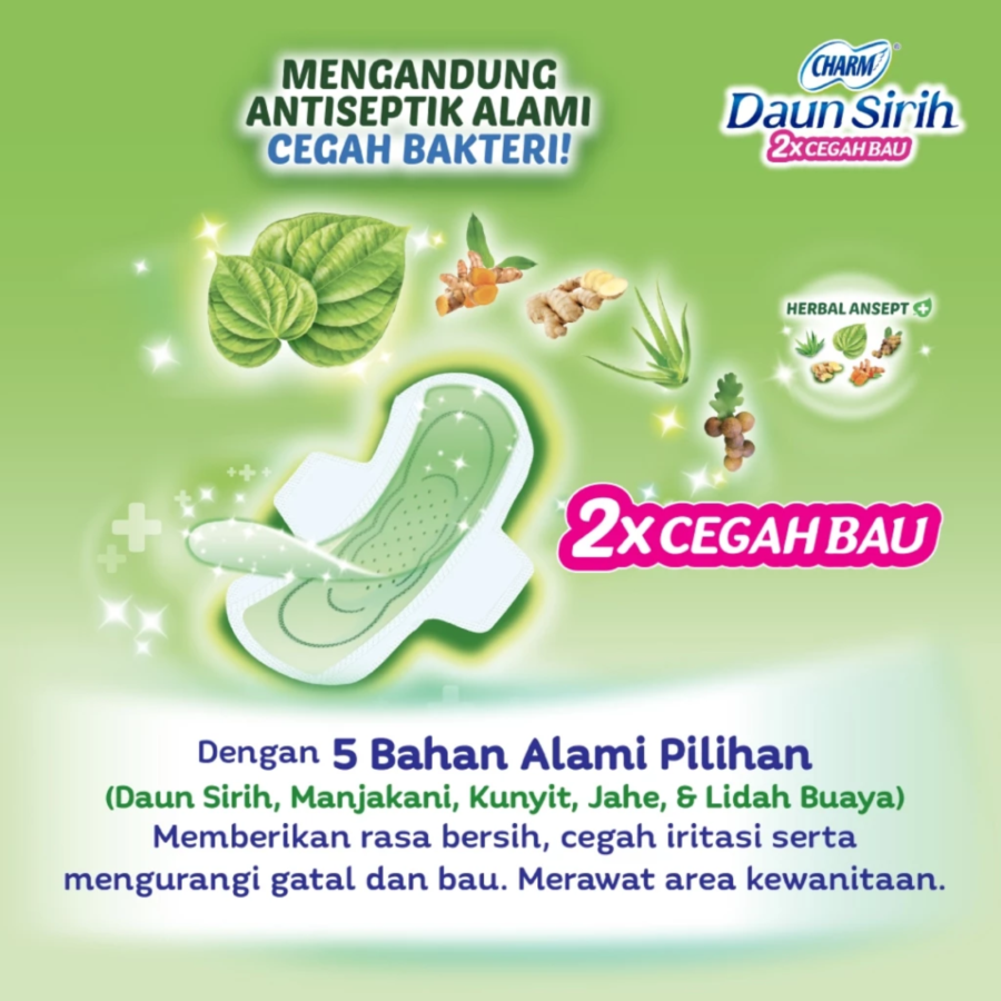 Charm Daun Sirih Herbal Night Wing 29cm Pembalut Wanita 10pads