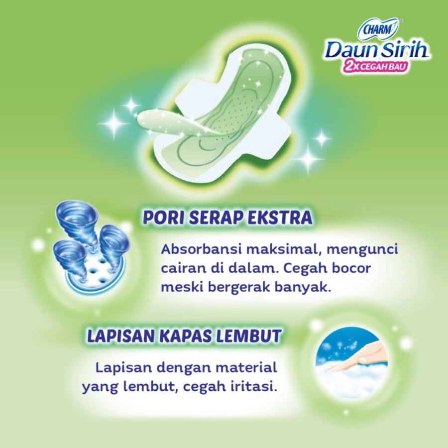 Charm Daun Sirih Herbal Night Wing 29cm Pembalut Wanita 10pads