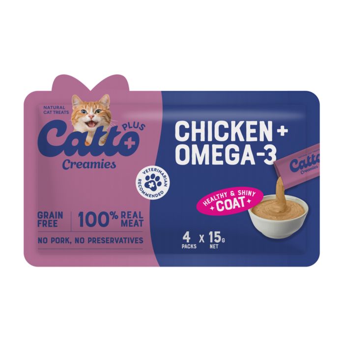 Catto Plus Creamies Chicken Omega Snack Kucing