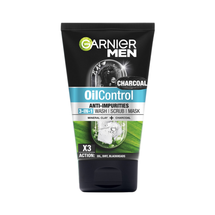 Garnier Men Oil Control Anti-Impurities 3 in 1 Charcoal Facial Wash 100ml