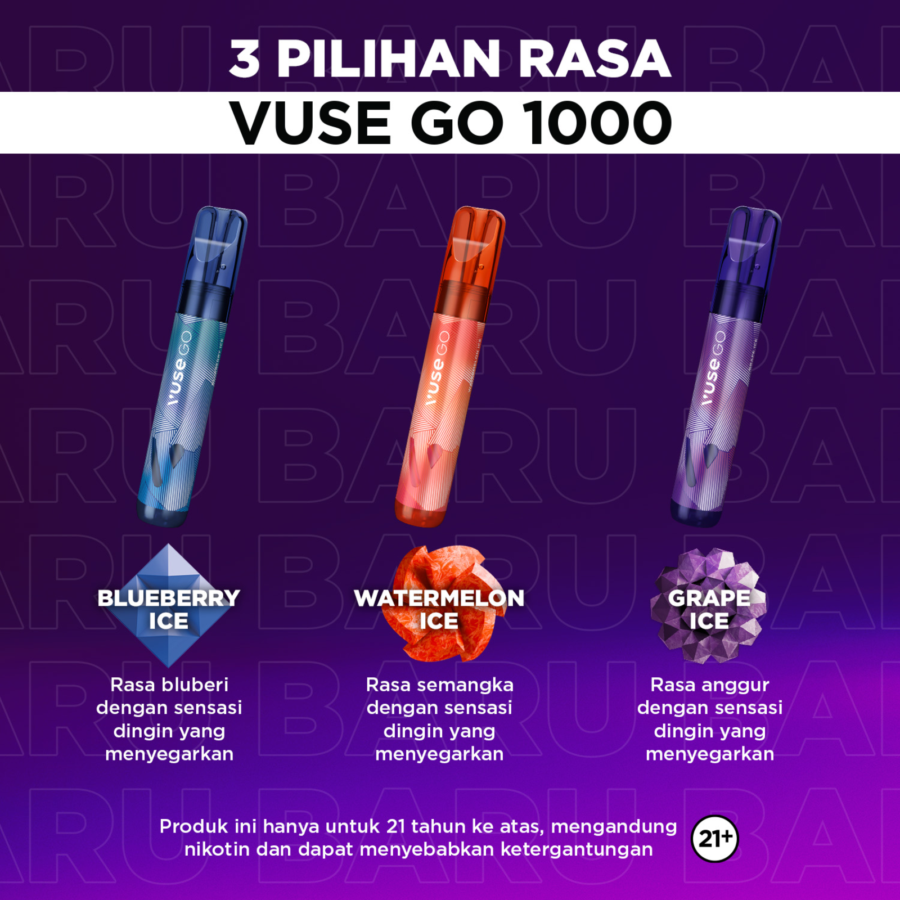 Vuse Go 1000 Watermelon Ice Rokok Elektrik 1pcs