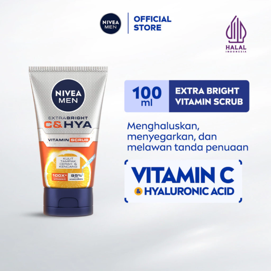 Nivea Men Extra Bright C & HYA Vitamin Scrub Facial Wash 100ml