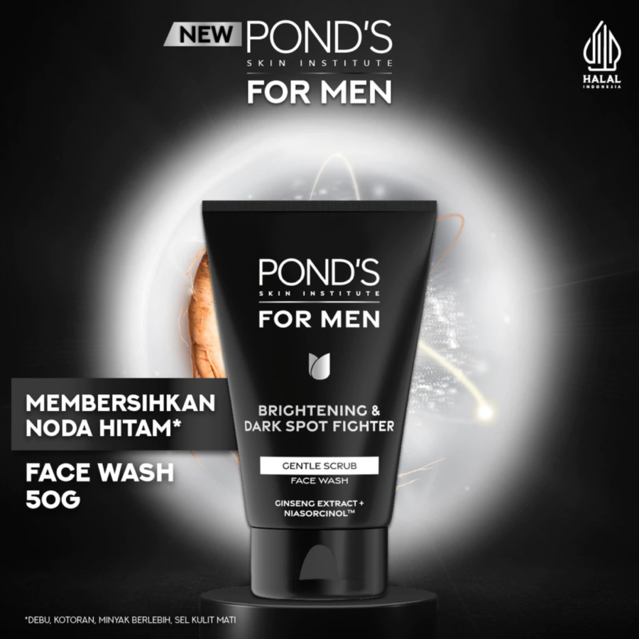 Pond's Men Brightening & Dark Spot Fighter Gentle Scrub Face Wash 50gram