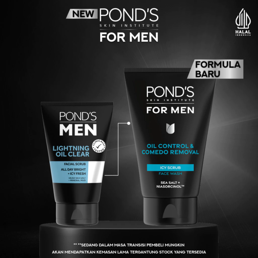 Pond's Men Oil Control & Comedo Removal Icy Scrub Face Wash 100gram